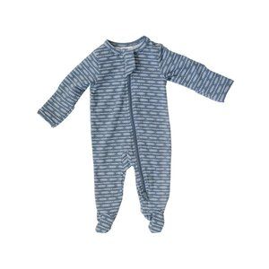 Mebie Baby Cotton Footed Zipper One Piece - Blue Horizon